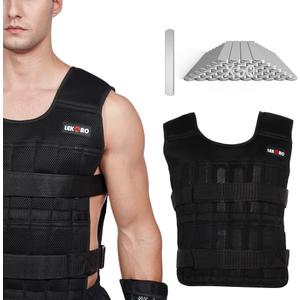 Adjustable Weighted Vest 44LB Workout Weight Vest Training Fitness Weighted Jacket for Men Women (Included 96 Steel Plates Weights)