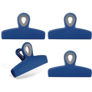 COOK WITH COLOR Bag Clips - Heavy Duty Chip Clip and Refrigerator Magnet Clips for Food Storage with Air Tight Seal Grip, Blue, Pack of 4 Large Clips