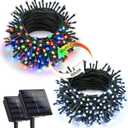 Joomer Color Changing Christmas Lights, 2 Pack Total 144FT 400 LED 12 Modes Solar String Lights Waterproof Twinkle Fairy Lights for Garden Yard Patio Christmas Decoration (White to Multicolor)