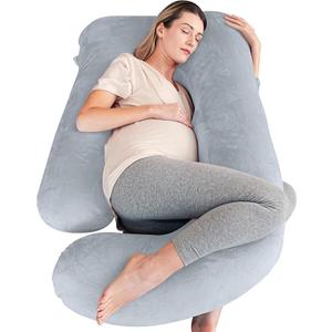 Cute Castle Pregnancy Pillows, Soft U-Shape Maternity Pillow with Removable Cover - Full Body Pillows for Adults Sleeping - Pregnancy Must Haves - Jumbo 57 Inch - Light Grey