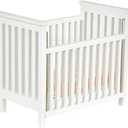 Classics by Handley Dollhouse Miniature White Slatted Nursery Crib with Pink Fabric