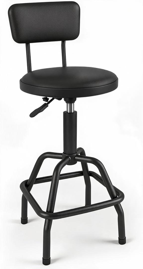 YELLOW JACKET Bar Stool, Adjustable Swivel Stool with Backrest, Bar Height