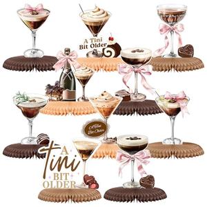 Weekgrat 10 Pcs Espresso Martini Party Decorations A Tini Bit Older Birthday Honeycomb Centerpiece 7.87 Inch Espresso Martini Bow Decor Table Topper for Cocktail Bar Bachelorette Birthday Party Supply