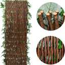 Expandable Faux Ivy Fence,Artificial Privacy Screen Decor for Outdoor Wall, Balcony and Patio, Single Sided Leaves (1, Green-Ivy)