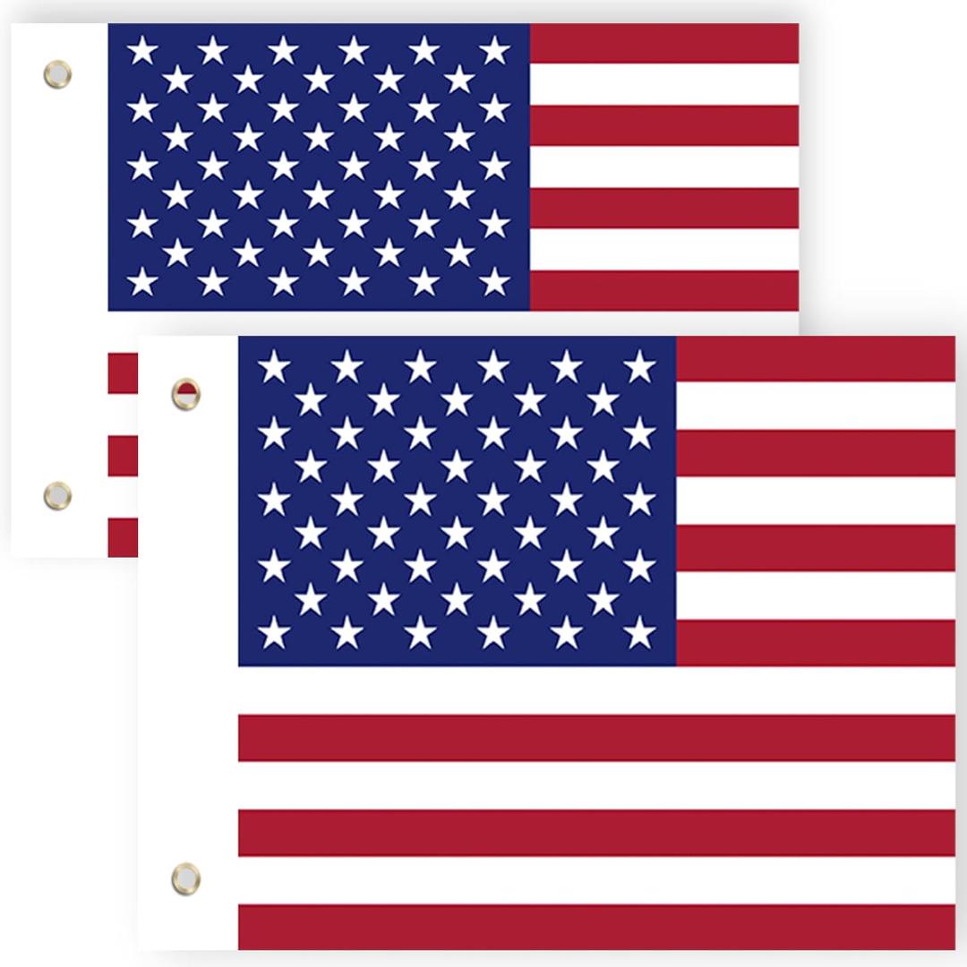 2PCS American Flags for Whip Lights or Antenna Flag Poles, Whip Light American Flags for UTV ATV Can-Am Polaris RZR SXS (16.3" x 12")