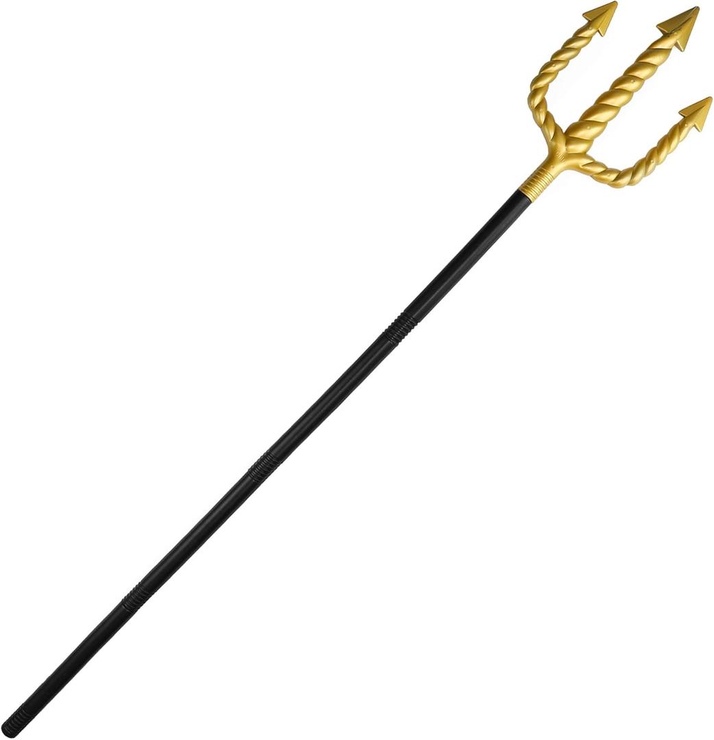 Skeleteen Gold Trident Costume Accessory - Golden Pitchfork Spear Toy Prop Weapon Staff Accessories for Adults and Kids Costumes