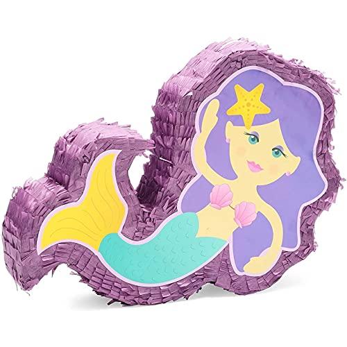 BLUE PANDA Mermaid Pinata for Girls Under the Sea Birthday Party Decorations (Small, 15.8 x 11.5 x 3.1 In)