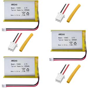 (3 Pack 103450 Battery 103450 Lipo Battery 103450 3.7v 2000mah Lipo Polymer Lithium Compatible for Multiple Device 103450 Replacement Batteries with PH 2.54 & PH 2.0 JST Connector and Tool