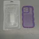 Anuck for iPhone 13 Pro Case Wavy Edge Clear Back Design, Anti-Slip Grip Cute Wave Curly Frame Shape Shockproof Soft TPU & Hard Bumper Protective Phone Case Cover for Women Girls, Clear Purple