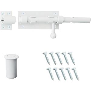 Barrel Bolt Latch, Slide Bolt Gate Latch, 6.3 Inch White Slide Lock with Padlock Hole, Solid 304 Stainless Steel Heavy Duty Hardware for Wooden Fence Gates Interior Door Barn Door Window