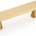 2-Pack Solid Brass Cabinet Pulls, Gold Handles for Cabinets, Gold Dresser Drawer Pulls, Modern Kitchen Hardware, 3 Inch Hole Center, Brushed Finish