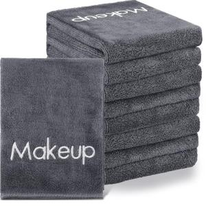 Shimeyao 20 Pack Makeup Remover Cloths, Gray Soft Microfiber Makeup Towels Face Washcloth 13x13 Reusable Eraser Cloth Washable Quick Dry Embroidery Washcloths for Women Cleansing, Hand, Travel Hotel