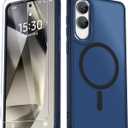 for Samsung Galaxy S25 Edge Case, Matte Magnetic Phone Case with 1 Screen Protector, Support for Magsafe, Translucent Frosted Shockproof Protective Cover for Samsung Galaxy S25 Edge, Navy Blue