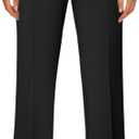 Womens Straight Leg Dress Work Pants High Waist Stretchy Business Casual Pants Office Trousers Slacks (X-Large, Black)