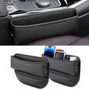 Car Seat Gap Filler 2 pack Car Gap Filler Seat Organizer Front Seat Leather Car Accessories for Women Men, Car Essentials for SUV Truck, Adjustable Seat Gap Filler Organizer (Black 2 pack)