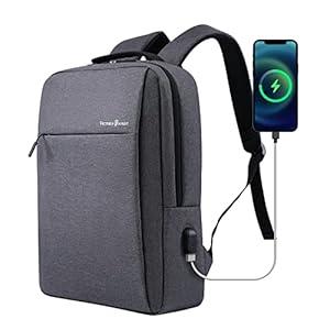 Victoriatourist Laptop Backpack, Business Slim Durable Travel Water Resistant Backpacks with USB Charging Port, College Bookbag Computer Bag Gifts for Men Women Fits 15.6 Inch Notebook(Black)