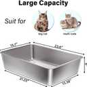 Stainless Steel Litter Box XL, 23.6" X 15.7" X 6" Steel Litter Box,Extra Large Metal Litterbox for Big Cat, Multiple Cats,Non Stick and No Smell, Easy Cleaning