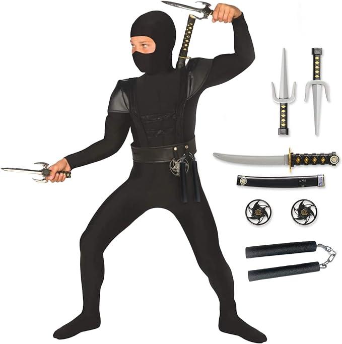 Morph Kids Ninja Costume, Ninja Costume for Boys, Halloween Costume for Boys, Size Medium