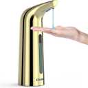Convenient Automatic Soap Dispenser,4 Adjustable Levels Touchless Hand Sanitizer Pump with Infrared Sensor, 400 ml Countertop Electric Soap Dispenser for Bathroom,Kitchen (Gold)