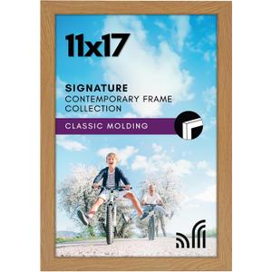 Americanflat 11x17 Picture Frame with Shatter-Resistant Glass - Signature Collection - Gallery-Style Frames Made of Engineered Wood - Photo Frame for Wall Display - Dark Oak