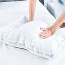 Glaciman Gusseted Bed Pillows King Size Set of 2, Hotel Pillows 2 Pack for Side and Back Sleepers, Soft and Fluffy for Comfortable Sleep, Down Alternative Filling, 20X36 inches. (White (White Piping))