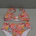 Fanuerg Women's High Waisted Bikini Sets Ditsy Floral Printed Two Piece Swimsuit Adjustable Strap Bathing Suit M