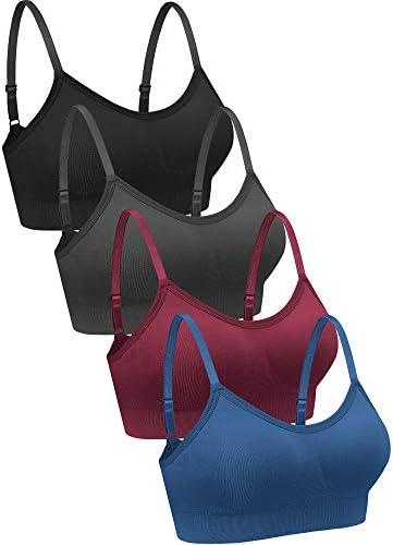 Geyoga 4 Pieces Neck Bralettes Wireless Cami Bra Tank Top Sports Bra for Women Girls