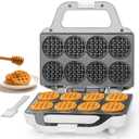 Mini Waffle Maker Machine, Tiny Waffle Bites Iron for Kids, Bake 8 x 2'' Tiny Waffle Bites, Small Waffle Maker, Compact & Easy Use, Non Stick Surface, Recipe Included, White