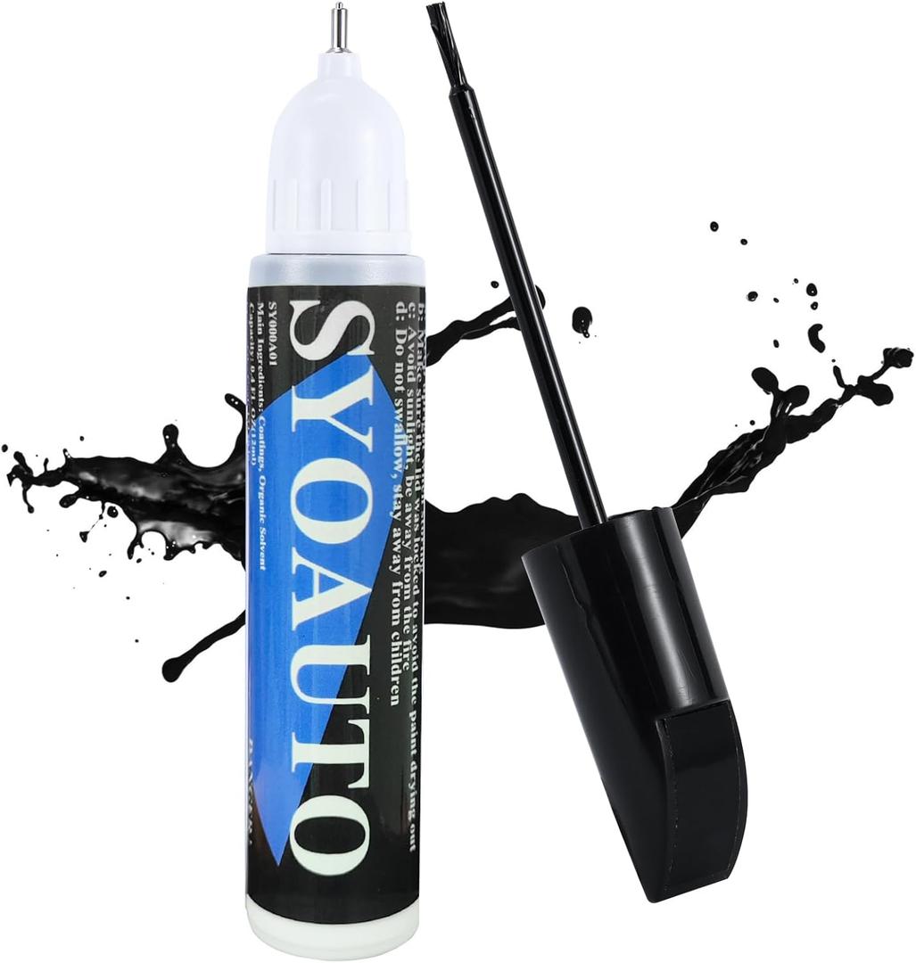 SYOAUTO Gloss Black Car Touch Up Paint Auto Touch Up Paint 0.4 oz Gloss Black Automotive Scratch Repair Pen Brush and Tip 2 in 1