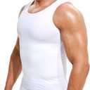 Mens Compression Shirt Slimming Undershirt Body Shaper Vest Workout Tank Tops Shapewear Abs Abdomen, L
