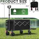 Collapsible Wagon, Foldable Wagons with Extended 40" L, Folding Wagon with Tailgate, Portable Lightweight Utility Wagons for Grocery, Shopping, Camping, Garden, Sports, Black D