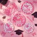 Yungyan 96 Pcs End of Year Graduation Party Plates and Napkins Pink Class of 2026 Grad Party Supplies Disposable Dessert Paper Plates Cocktail Napkins for Graduation Parties Decorations, Serve 24