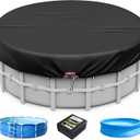 LXKCKJ 10 Ft Round Pool Cover, Solar Pool Covers for Above Ground Pools, Summer Pool Cover Protector with Cover Accessories, Round Hot Tub Cover Ideal for Waterproof and Dustproof (Black)