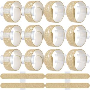 12 Pieces Slaplet Wristlets Wrist Corsage Bracelets Corsage Wristlet Band Floral Slaplets Wedding Bracelets DIY Wrist Corsages Accessories for Bridesmaid Bridal Shower Party Prom(Gold)