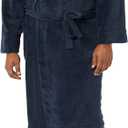Amazon Essentials Men's Mid-Length Plush Bathrobe, Navy, X-Small-Small