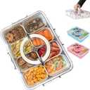Snackle Box Container, Snack Tray with Lid, Divided Serving Tray with Lid and Handle, Snack Tackle Box, Clear Organizer for Fruits Snacks, Snackle Boxes Perfect for Road Travel Party (White)