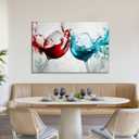 Kitchen Canvas Wall Art Wine Picture Wall Decor Teal and Red Wine Painting Prints Modern Artwork for Bar Restaurant Dining Room Home Decor Framed(Art-1,16.00x24.00 inch)