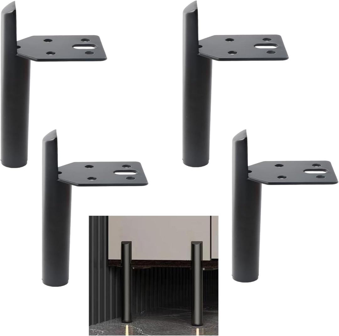 3 Inch Furniture Legs Black Coffee Table Feet, Mid-Century Metal Furniture Leg for Sofa Cabinet Ottoman, Set of 4 Side Mounted Style Home DIY Replacement Feet