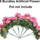Fake Geraniums Artificial Flowers for Outdoors Outside, 6 Bundles Pink Silk Geraniums Fake Flowers Plants UV Resistant Realistic Faux Flowers for Outdoor Planters Garden Balcony Yard Porch Indoor