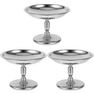 DOITOOL Mini Dessert Bowls Small Ice Cream Cups: 3PCS Stainless Steel Footed Dessert Cup Metal Fruit Plate Holder Party Favors Ice Cream Holder for Sundae Candy Jelly Fruit