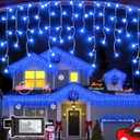 810 LED Christmas Lights Outdoor 82FT with 180 Drops, Christmas Decorations Hanging Lights 12 Modes, Dimmable Outsite Fairy String Lights for Wedding Party Holiday Winter Wonderland Decor Blue