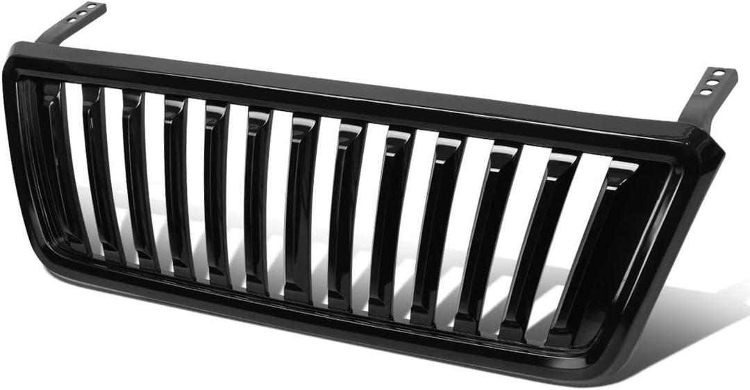 PM PERFORMOTOR Glossy Black Badgeless Fence Style Front Bumper Grille Grill Compatible with 04-08 Ford F-150, PM-GR-0040