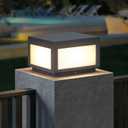 Outdoor Post Lights, 9.84" Square Pillar Lights Hard Wired, Modern Column Lighting Waterproof LED 3000K Warm Posts Lamp Lantern for Patio Driveway Entrance Deck Garden Decoration(120V)