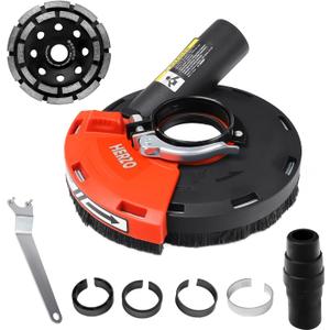 HERZO Surface Grinding Dust Shroud for Angle Grinder, Universal 4.5"/5" + Diamond grinding cup wheel 5 inch
