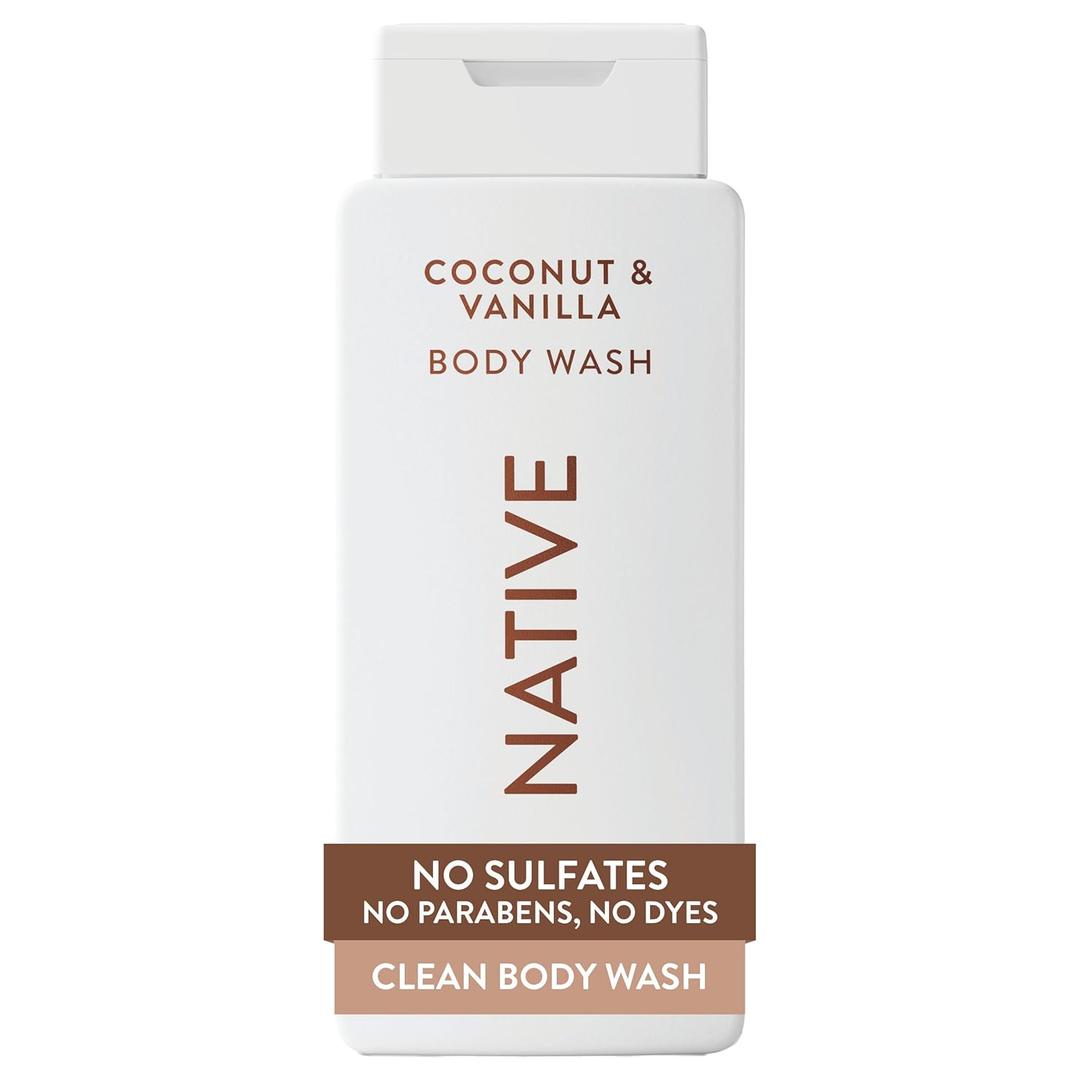 Native Body Wash Contains Naturally Derived Ingredients | For Women & Men, Sulfate, Paraben, & Dye Free Leaving Skin Soft and Hydrated | Coconut & Vanilla 18 oz