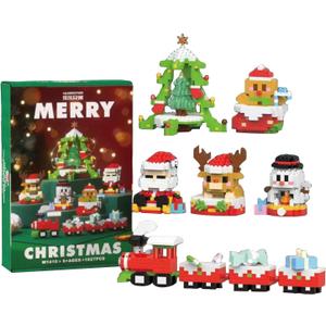 6-in-1 Pack Santa Claus Design Building Blocks Set, Christmas Theme Building Blocks Ornaments, Mini Building Figures, DIY Stocking Stuffers, Xmas New Year Birthday Gifts, Party Favors