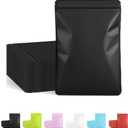 100 Pack Resealable Packaging Bags for Small Business Double-Sided Color Smell Proof Bags for Food Storage Flat Bags (Black, 4" x 6")