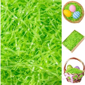 CIPOWM 230g/8oz Easter Grass Basket Filler Green Plastic Easter Fake Grass Shred Raffia Paper Fillers for Gift Wrapping Boxes Bags Basket Filling Party Supply