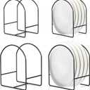 4 Packs Black Kitchen Plate Holder for Cabinet 2 Large 2 Small Dinner Dish Plate Organizer Rack Upright Dish Drying Racks Metal Dishes Racks Stand