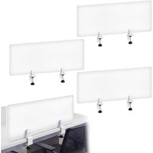Tatuo 4 Pcs 47.2'' L x 15.8'' W Desk Privacy Panel Frosted Acrylic Office Desk Divider Partition with Adjustable Universal Base for Offices Schools Reception Area Call Centers